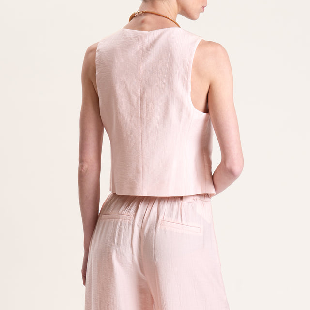 Tensione in-Completo gilet e pantalone viscosa goffrato - rosa