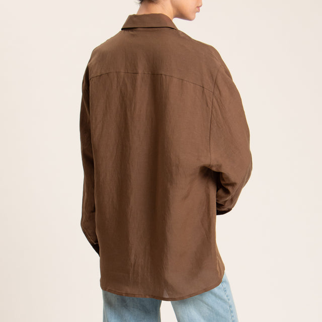 Tensione in-Camicia misto lino - tabacco