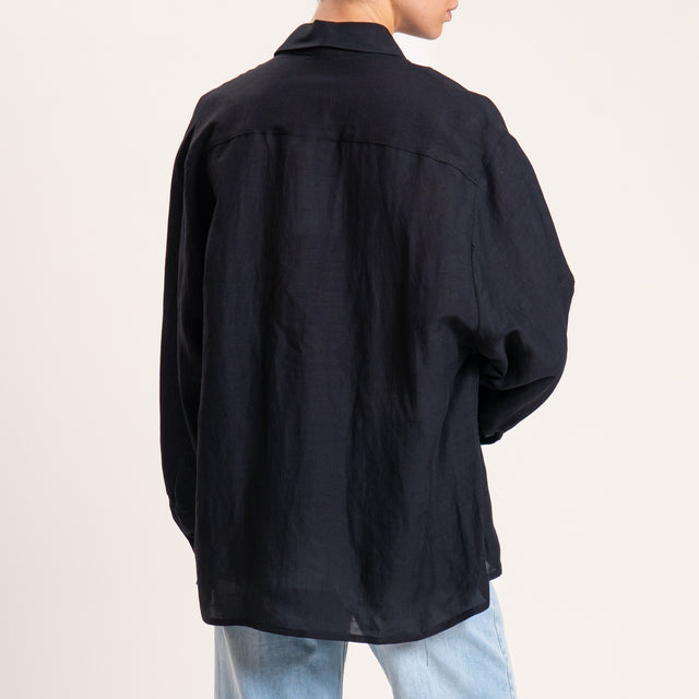 Camisa de mezcla de lino Tension - Negra