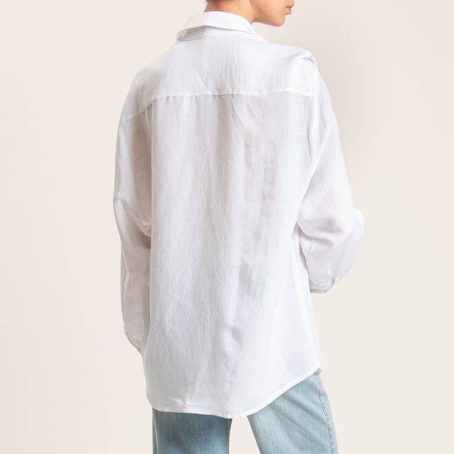 Tensione in-Camicia misto lino - bianco