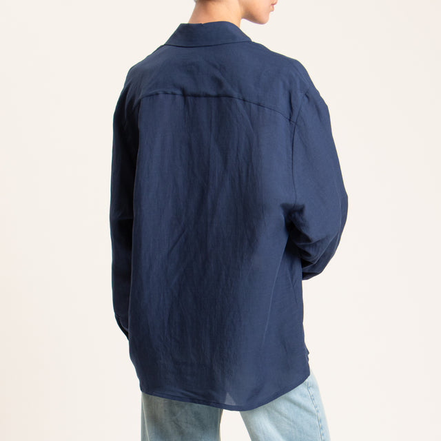 Tensione in-Camicia misto lino - blu