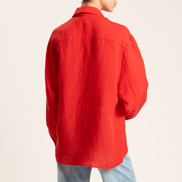 Tensione in-Camicia misto lino - rosso