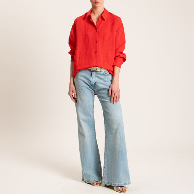 Tensione in-Camicia misto lino - rosso
