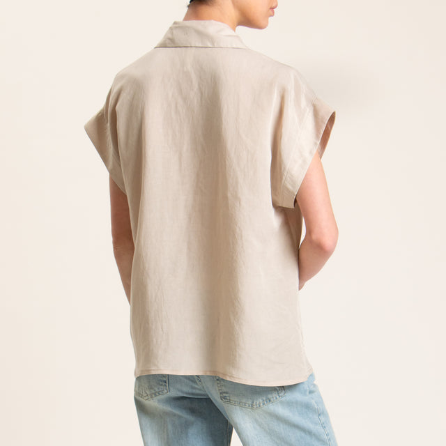 Tensione in-Camicia smanicata misto lino - gesso