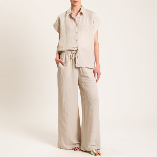 Tensione in-Camicia smanicata misto lino - gesso