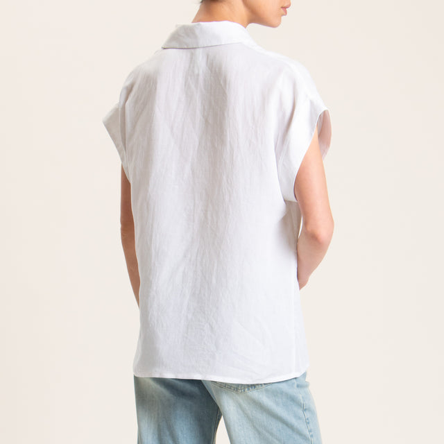 Tensione in-Camicia smanicata misto lino - bianco