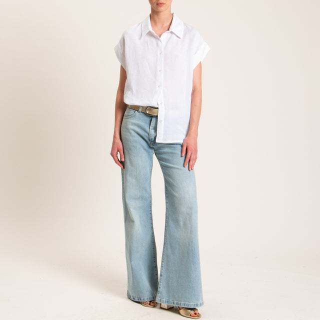 Tensione in-Camicia smanicata misto lino - bianco