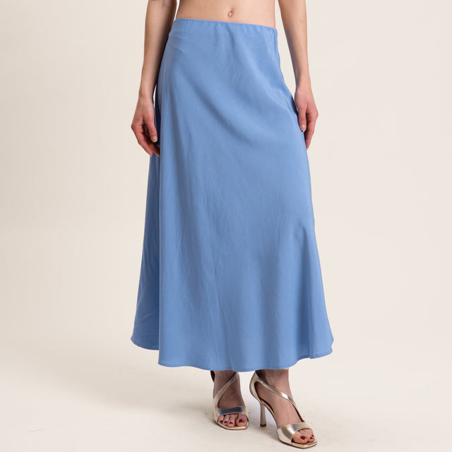 Tensione in-Completo misto lino camicia e gonna - azzurro