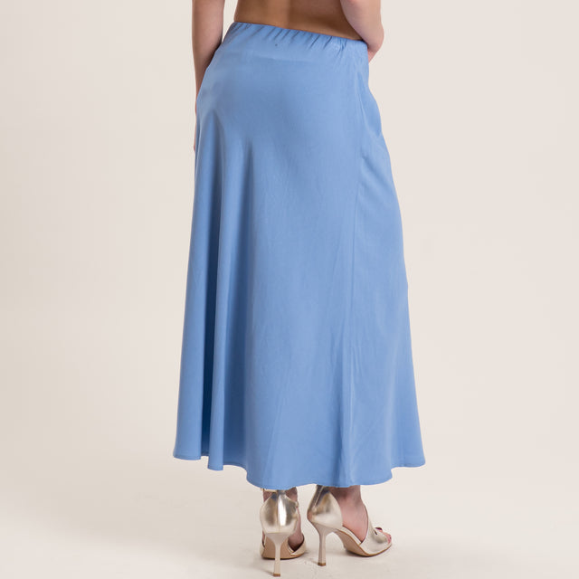 Tensione in-Completo misto lino camicia e gonna - azzurro