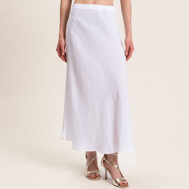Tensione in-Completo misto lino camicia e gonna - bianco