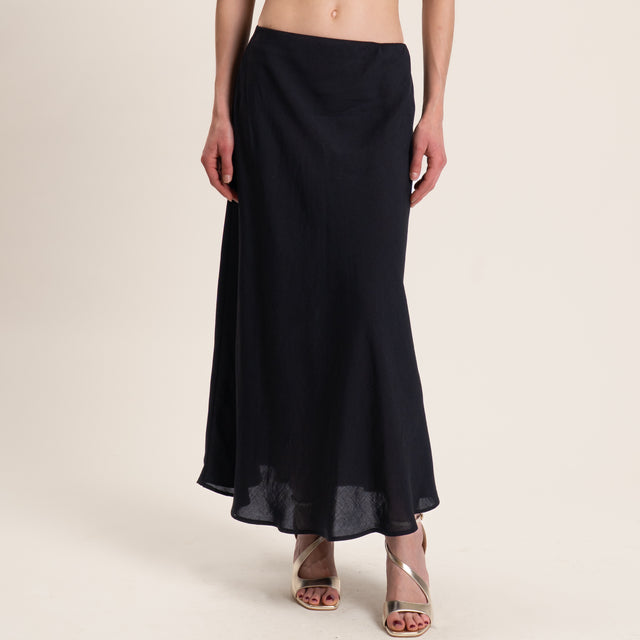 Tensione in-Completo misto lino camicia e gonna - nero