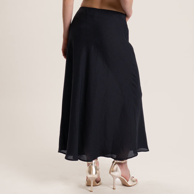 Tensione in-Completo misto lino camicia e gonna - nero