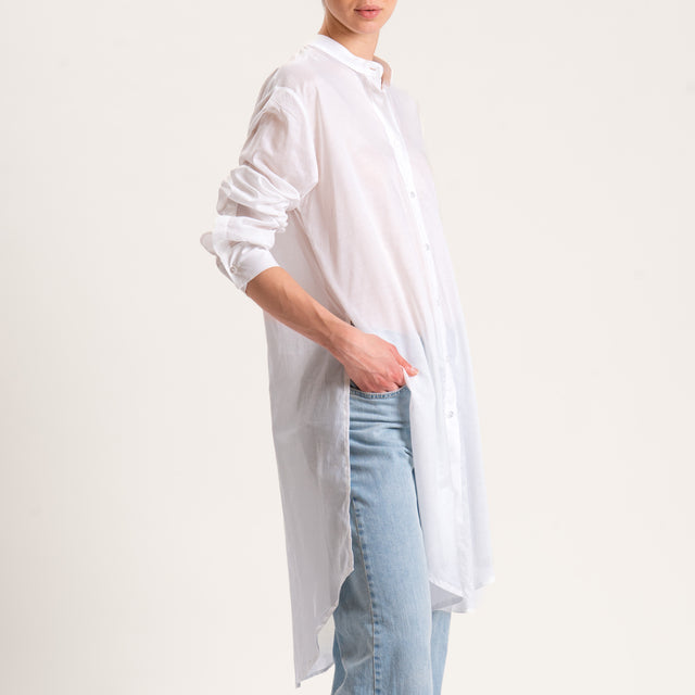 Tensione in-Camicia oversize collo coreana mussola tencel - bianco