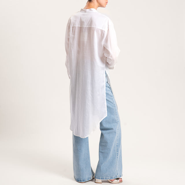 Tensione in-Camicia oversize collo coreana mussola tencel - bianco
