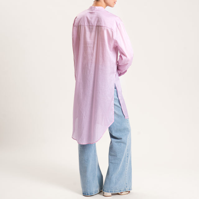 Tensione in-Camicia oversize collo coreana mussola tencel - pink