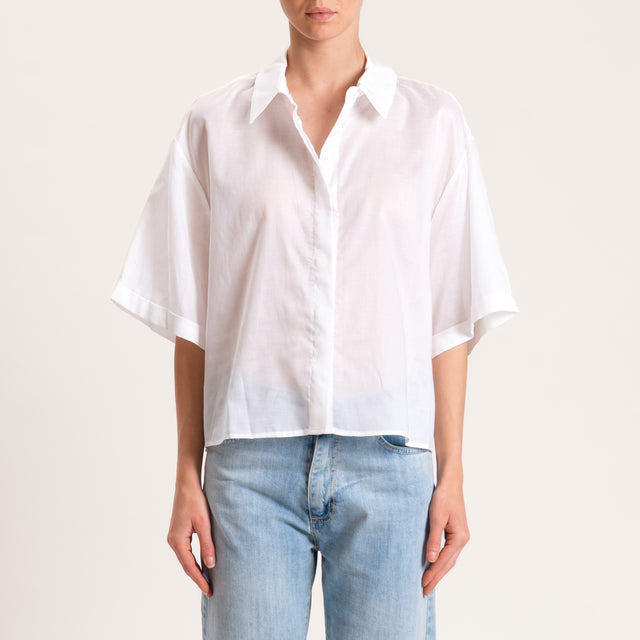 Tensione in-Camicia mussola tencel mezza manica - bianco