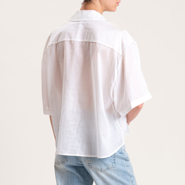 Tensione in-Camicia mussola tencel mezza manica - bianco