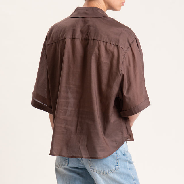 Tensione in-Camicia mussola tencel mezza manica - moka