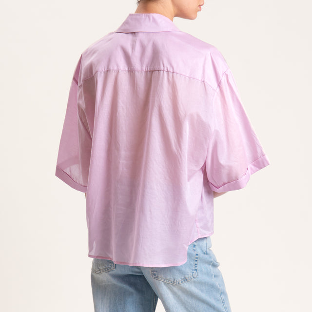 Tensione in-Camicia mussola tencel mezza manica - pink