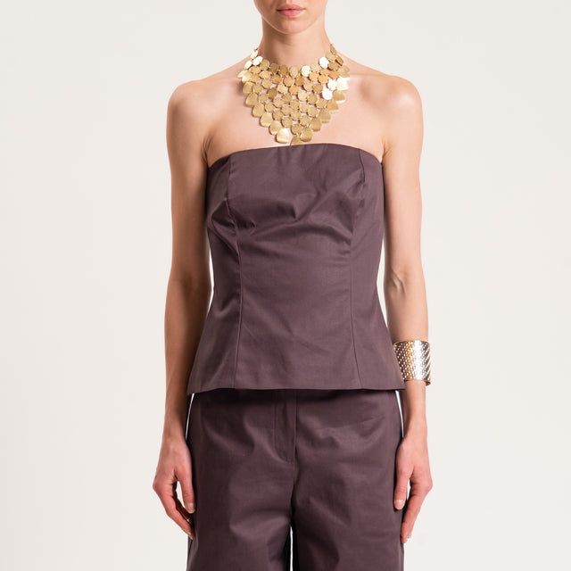 Tensione in-Completo top e pantalone cotone elastico - moro