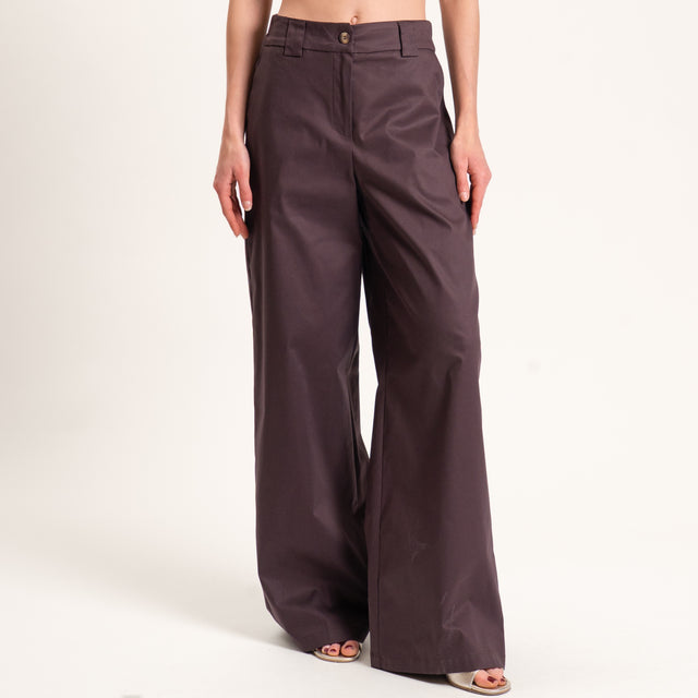 Tensione in-Completo top e pantalone cotone elastico - moro