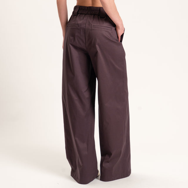 Tensione in-Completo top e pantalone cotone elastico - moro