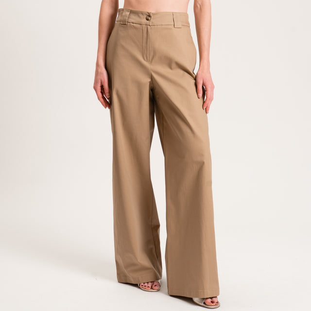 Tensione in-Completo top e pantalone cotone elastico - sabbia