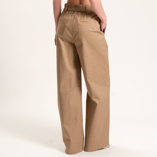 Tensione in-Completo top e pantalone cotone elastico - sabbia