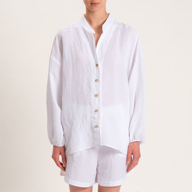 Tensione in-Completo camicia e shorts misto lino - bianco