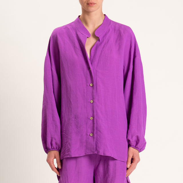 Tensione in-Completo camicia e shorts misto lino - orchidea