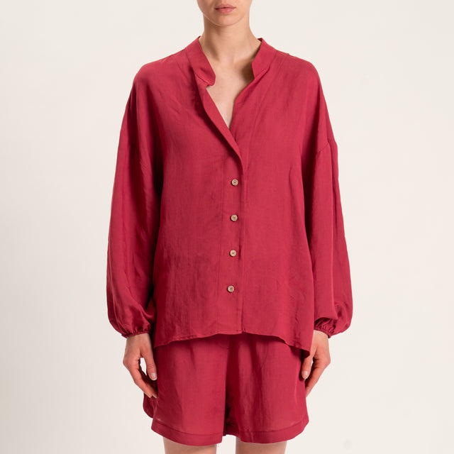 Tensione in-Completo camicia e shorts misto lino - rosso