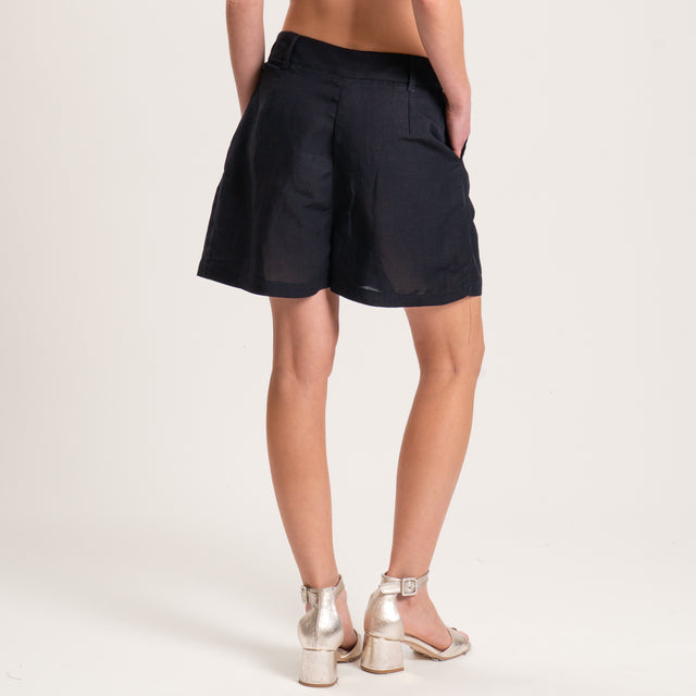 Tensione in-Completo camicia e shorts misto lino - nero