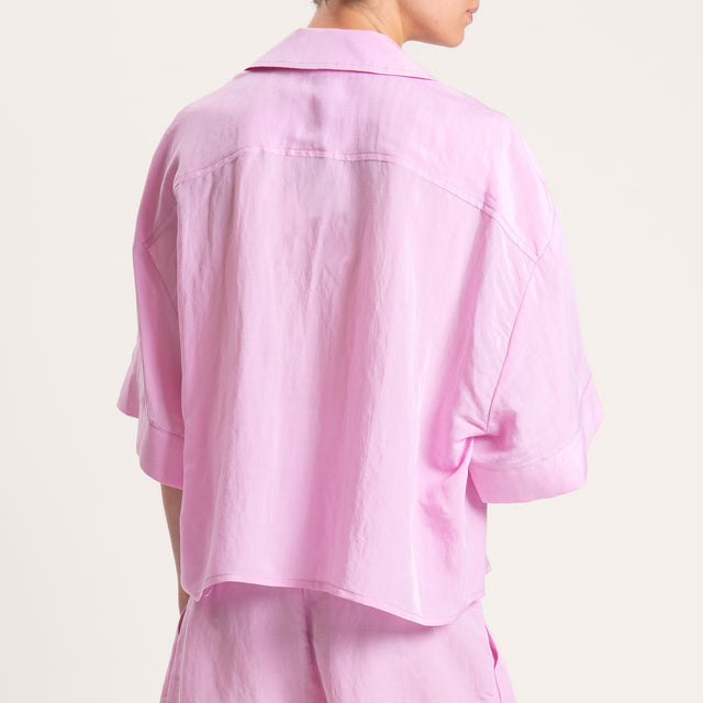 Tensione in-Completo camicia e shorts misto lino - rosa