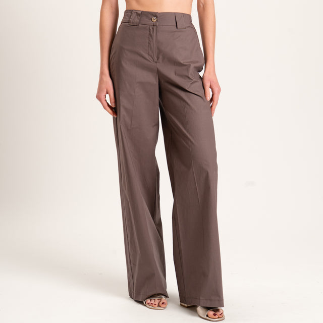Tensione in-Competo top e pantalone cotone light elasticizzato - moro