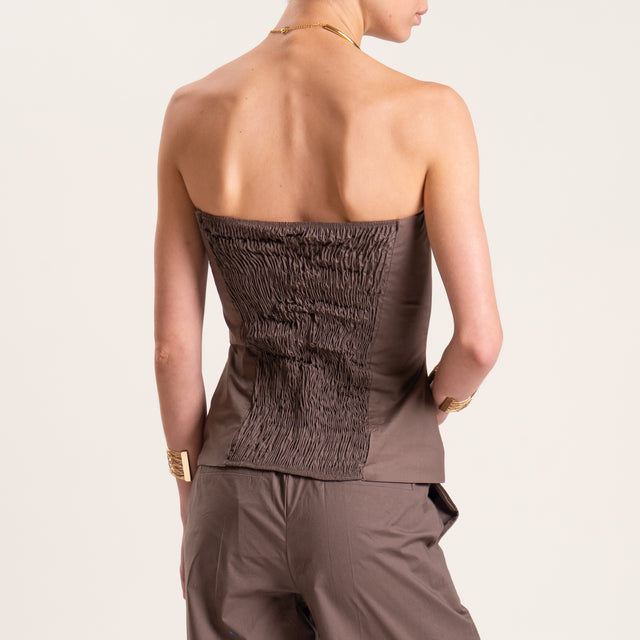 Tensione in-Competo top e pantalone cotone light elasticizzato - moro