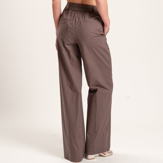 Tensione in-Competo top e pantalone cotone light elasticizzato - moro