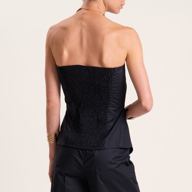 Tensione in-Competo top e pantalone cotone light elasticizzato - nero