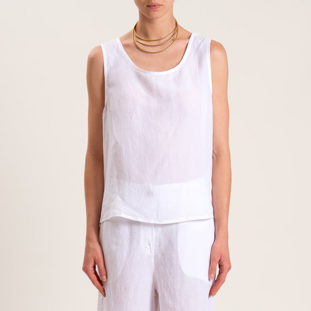 Tensione in-Completo top e bermuda misto lino - bianco