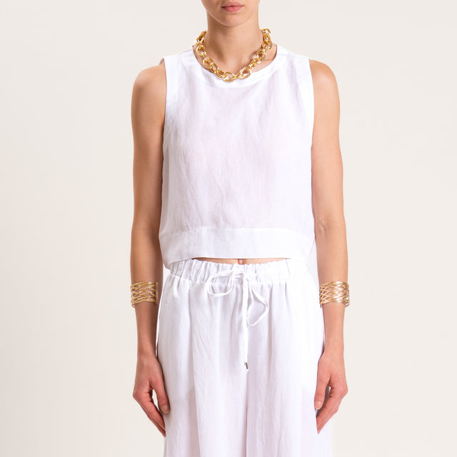 Tensione in-Completo top e pantalone misto lino - bianco