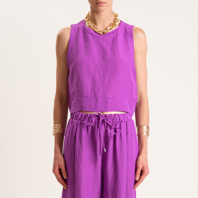 Tensione in-Completo top e pantalone misto lino - orchidea