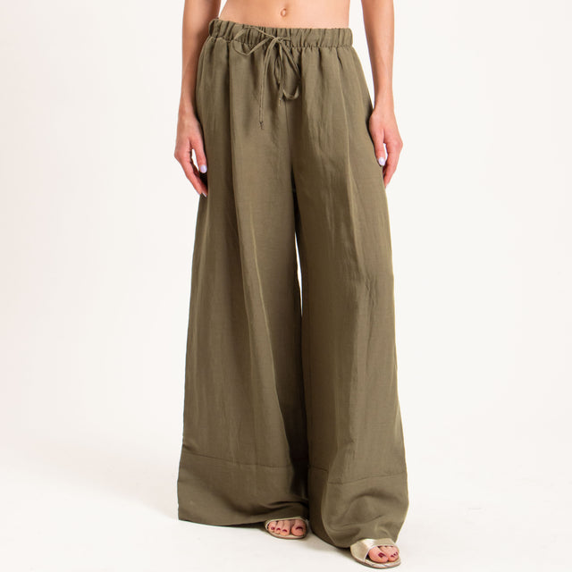 Tensione in-Completo top e pantalone misto lino - militare