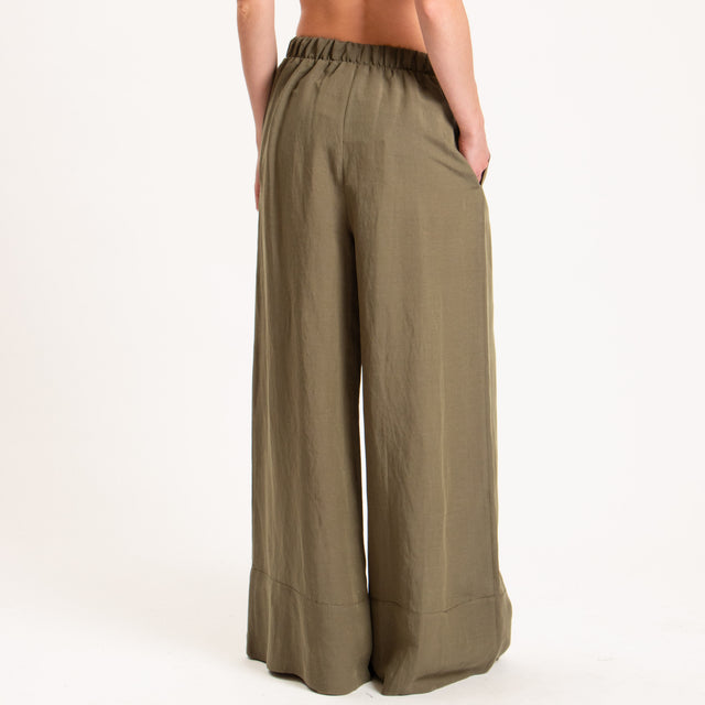 Tensione in-Completo top e pantalone misto lino - militare