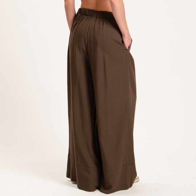 Tensione in-Completo top e pantalone misto lino - moro