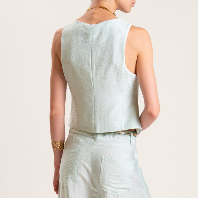 Tensione in-Completo gilet e pantalone misto lino - menta