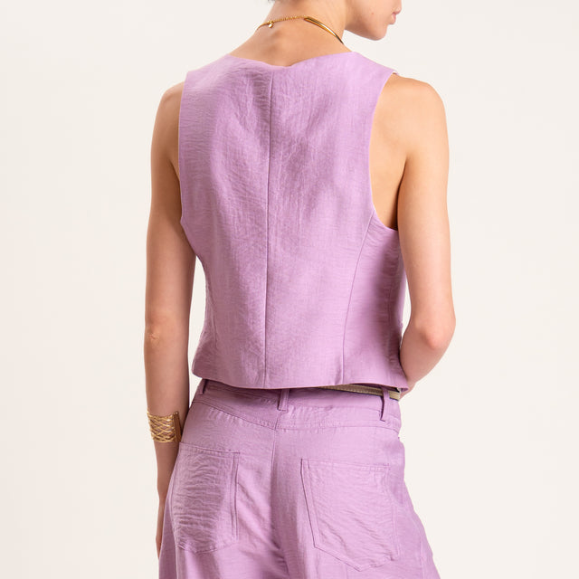 Tensione in-Completo gilet e pantalone misto lino - lilla