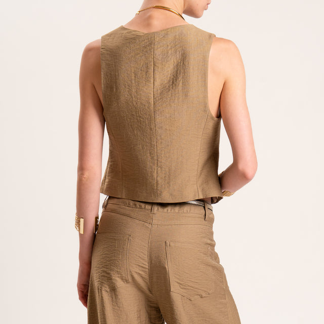 Tensione in-Completo gilet e pantalone misto lino - biscotto