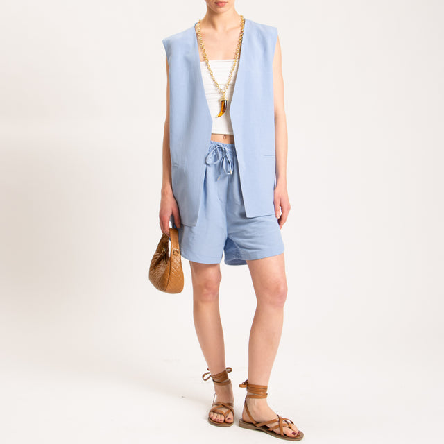 Tensione in-Gilet misto lino - celeste