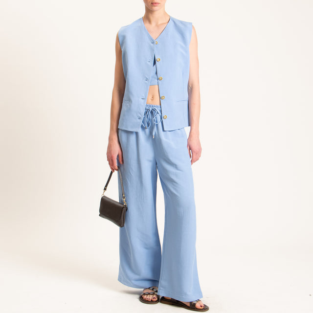 Tensione in-Gilet misto lino - celeste