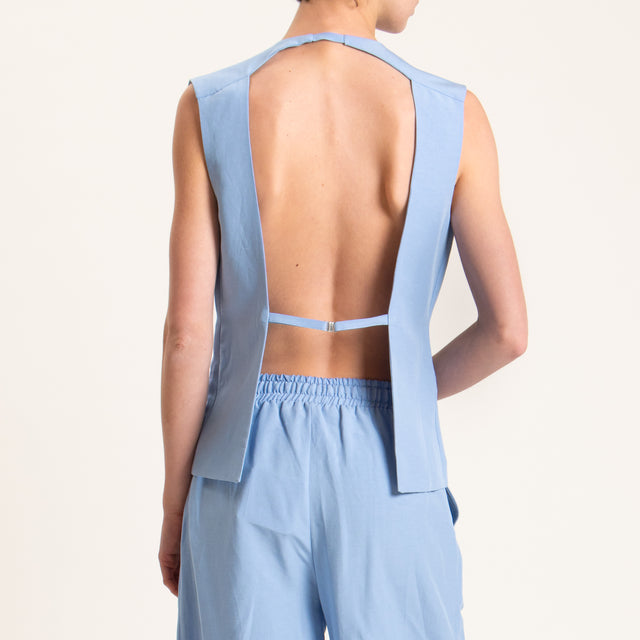 Tensione in-Gilet misto lino - celeste