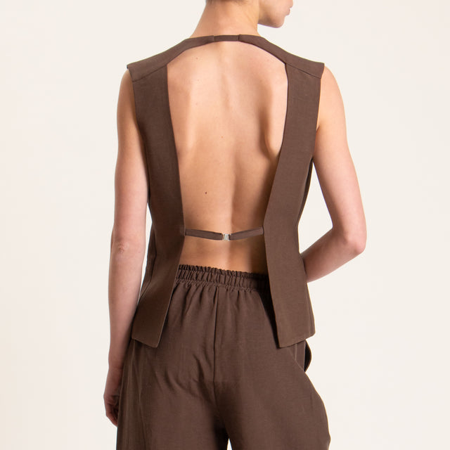 Tensione in-Gilet misto lino - moro